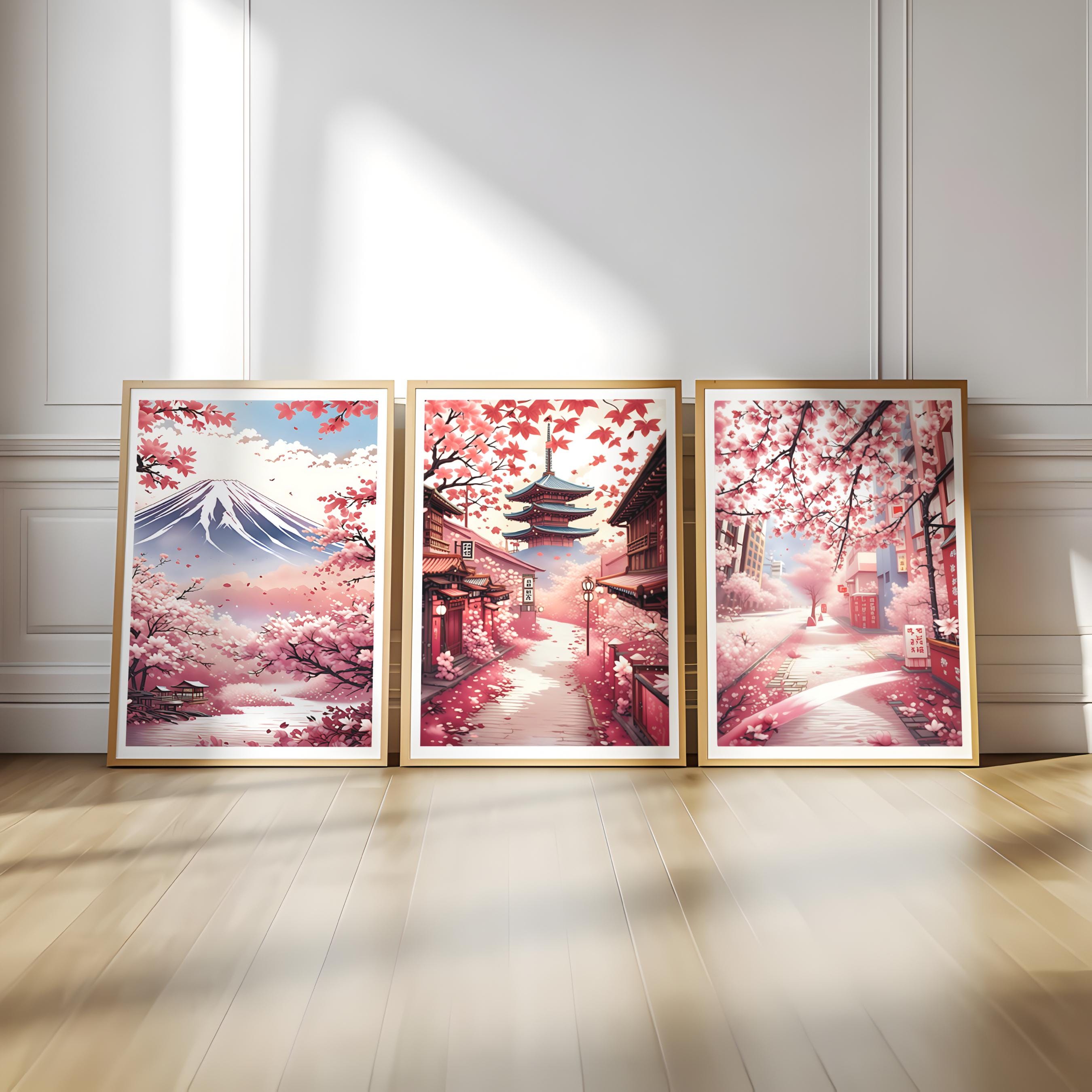 Abstract Canvas Set - Набор из 3 японских настенных картин