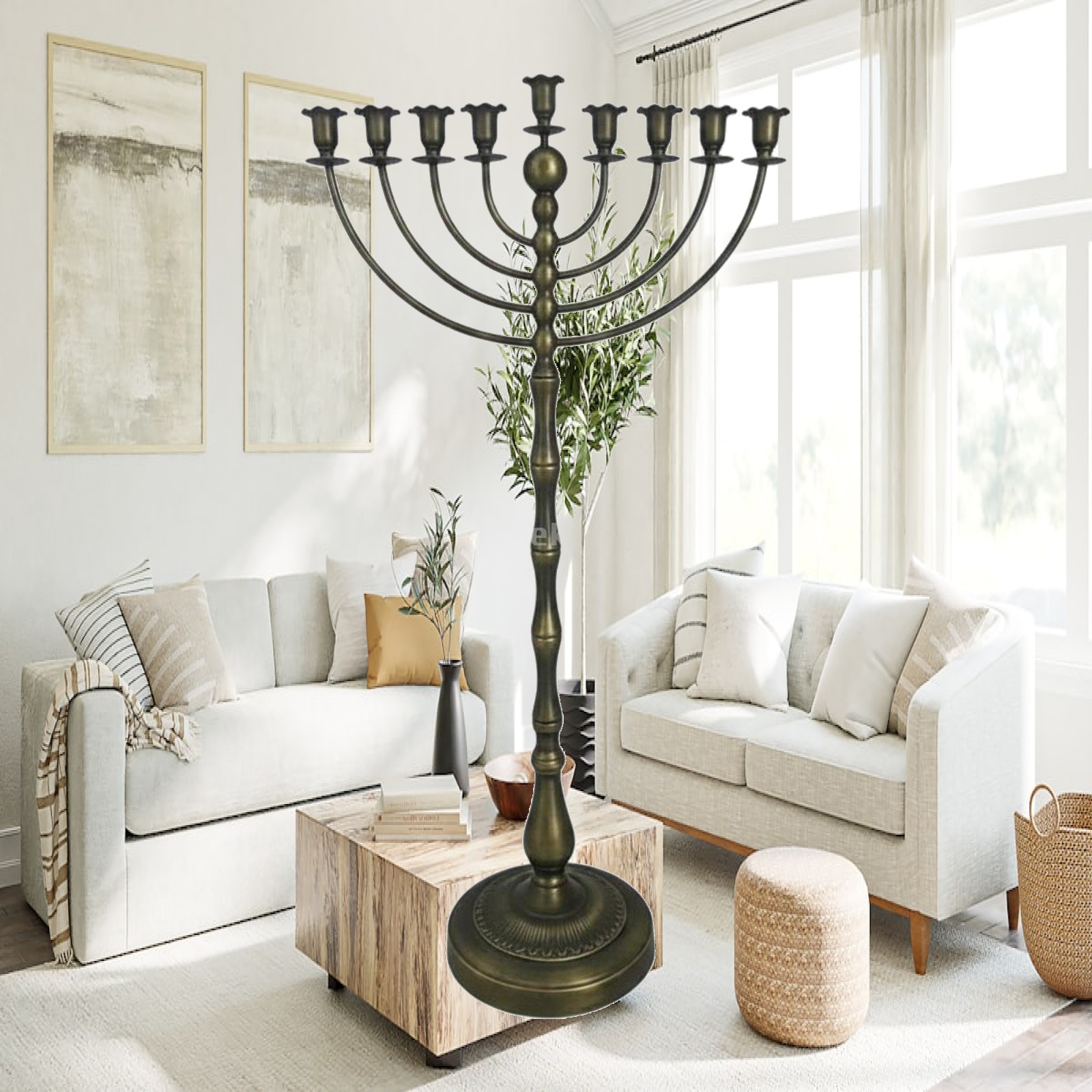 Candle Holder Decor - Высокий бронзовый подсвечник-канделябр на напольной подставке