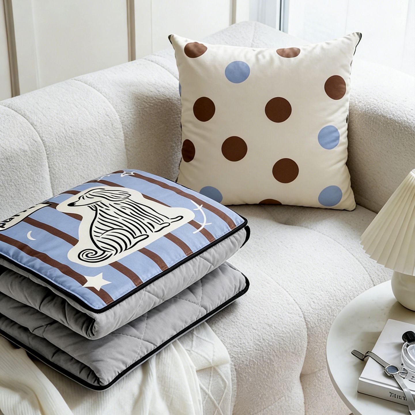 Throw Pillow - Мягкая вельветовая подушка-плед с милым рисунком