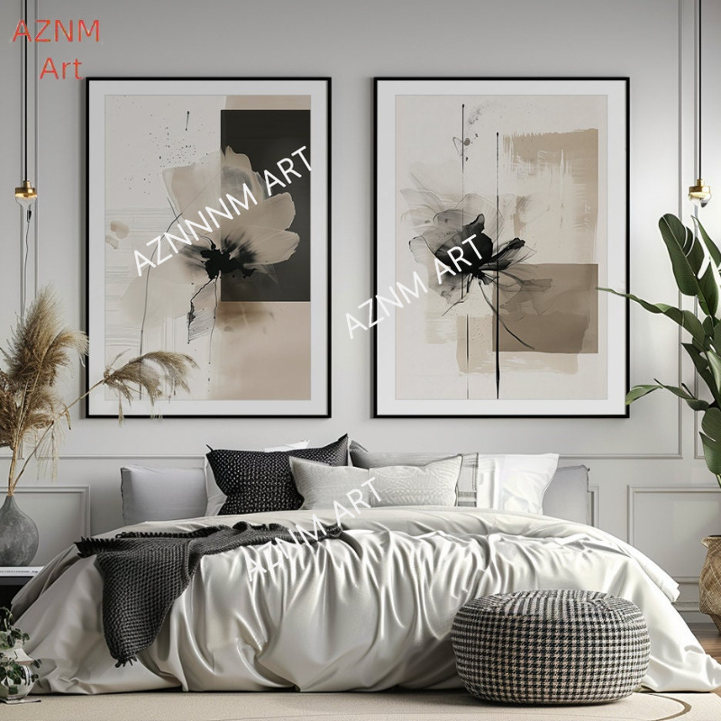 Abstract Canvas Set - Набор минималистичных цветочных художественных принтов из