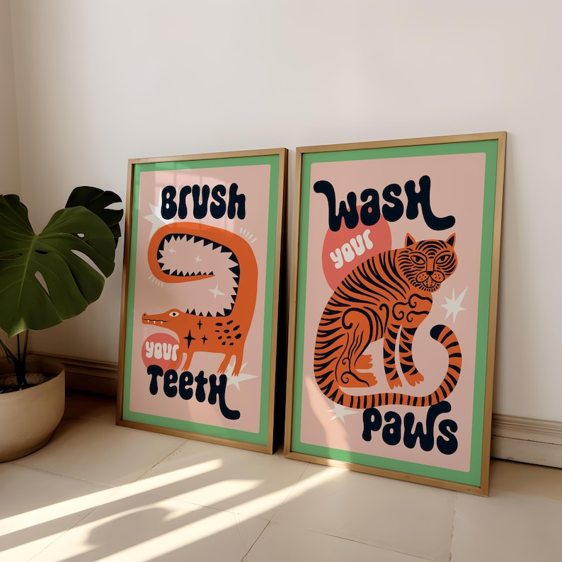 Abstract Canvas Set - 2 шт./компл. Тигр мыть лапы для