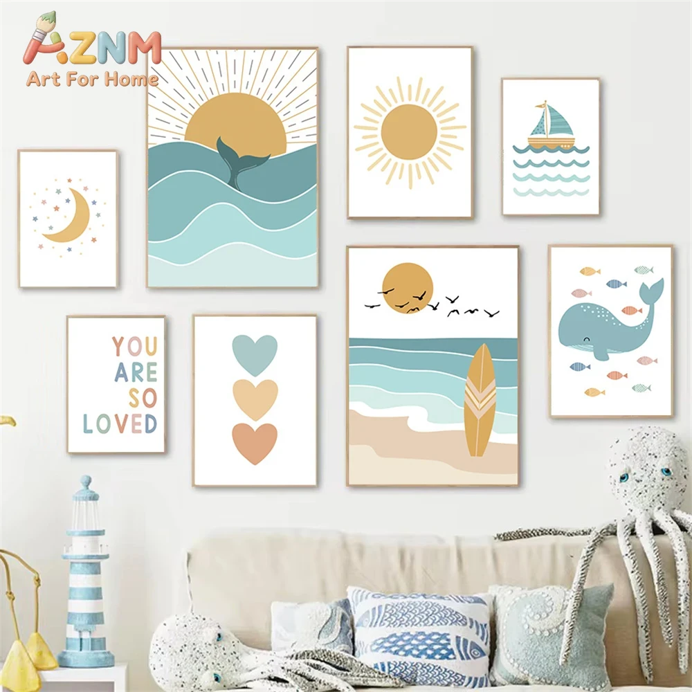 Набор из 9 холстов с морской т – обзор и цена Abstract Canvas Set